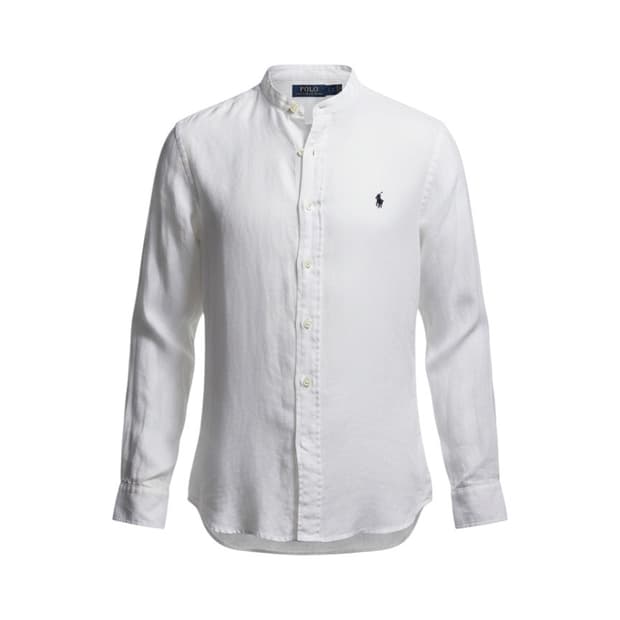 폴로 랄프로렌 화이트 린넨 헨리넥 셔츠