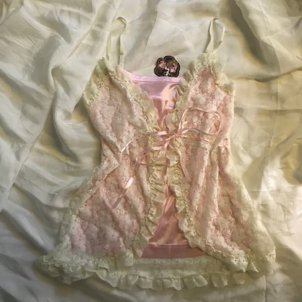 Rose fanfan 로걀 레이스 핑크 슬리브리스