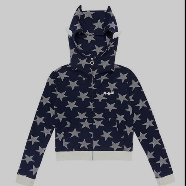 클럿스튜디오 엔젤 오브 스타 윙 후드집업 네이비