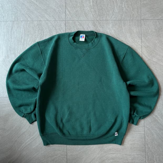 90s 90년대 미국 생산 러셀 블랭크 그린 스웻셔츠