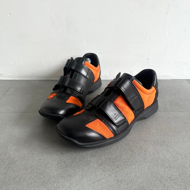 구찌 2000s 오렌지 벨크로 테크 스니커즈