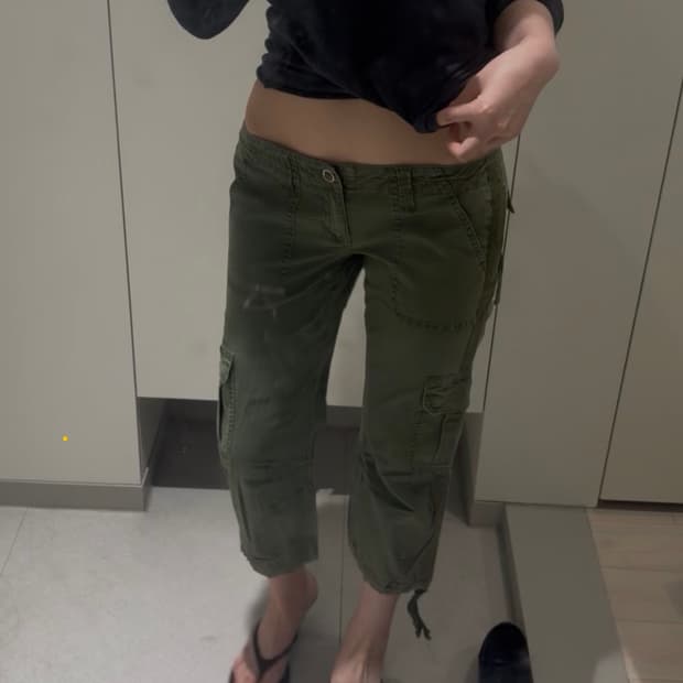 빈티지 로우라이즈 카프리팬츠