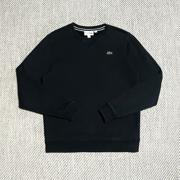 [S] Lacoste 라코스테 블랙 베이직 라운드 맨투맨