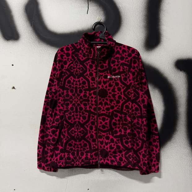 컬럼비아 핫핑크 레오파드 패턴 투웨이 플리스 자켓
