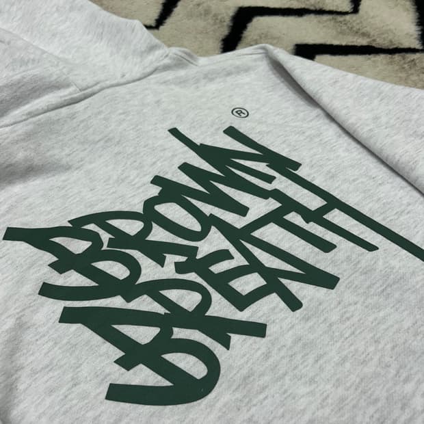 [S]브라운브레스 오버핏 빅로고 후드/애쉬그레이/약기모