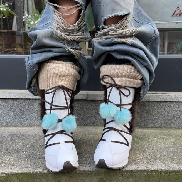 00s 빈티지 올 가죽 나이키 퍼 부츠