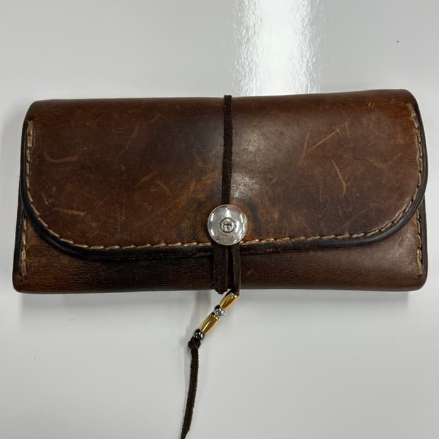 GOROS 고로스 네츄럴 브라운 새들레더 이글콘초 중지갑