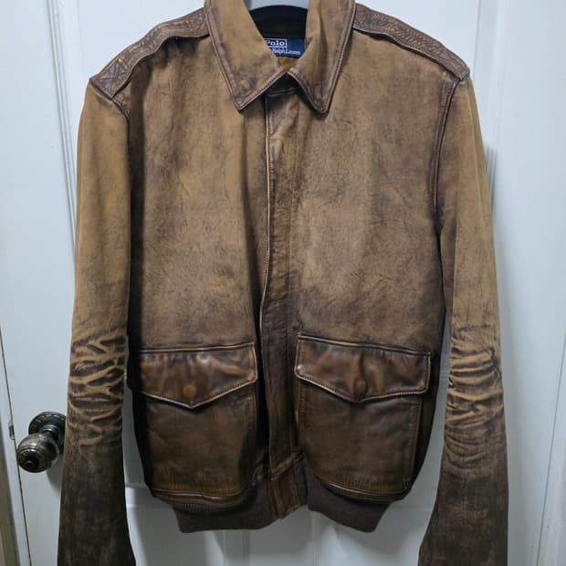 폴로 랄프로렌 A-2 레더 플라이트 자켓 m 사이즈