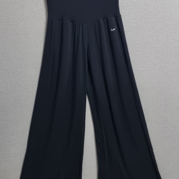 S ) 나이키 블랙 밴딩 스포티 스웻 와이드팬츠