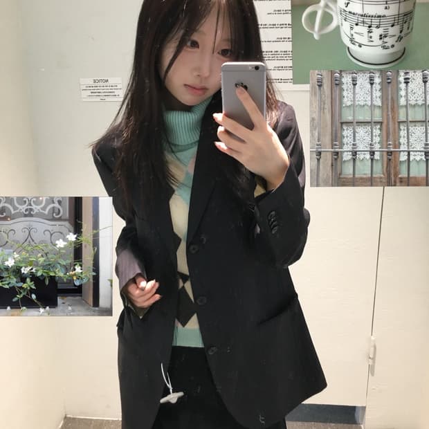 빈티지 아가일 프레피 코디세트