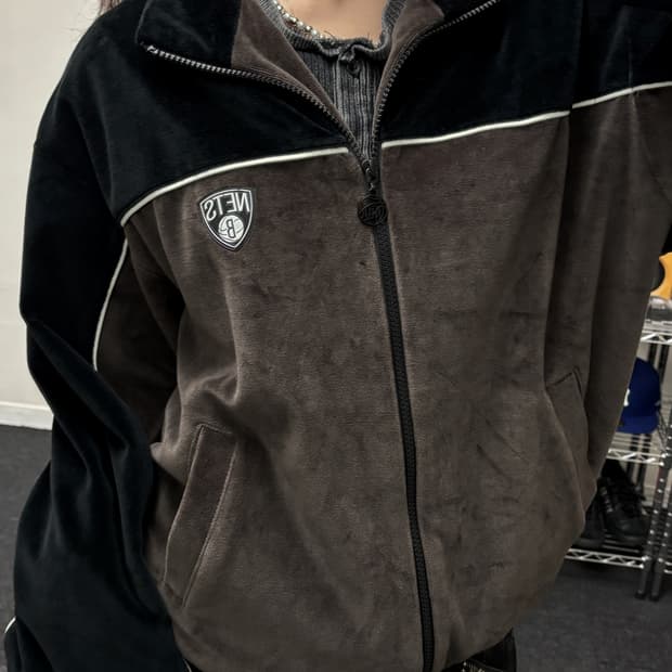 NBA 브루클린 네츠 벨벳 트랙탑 져지