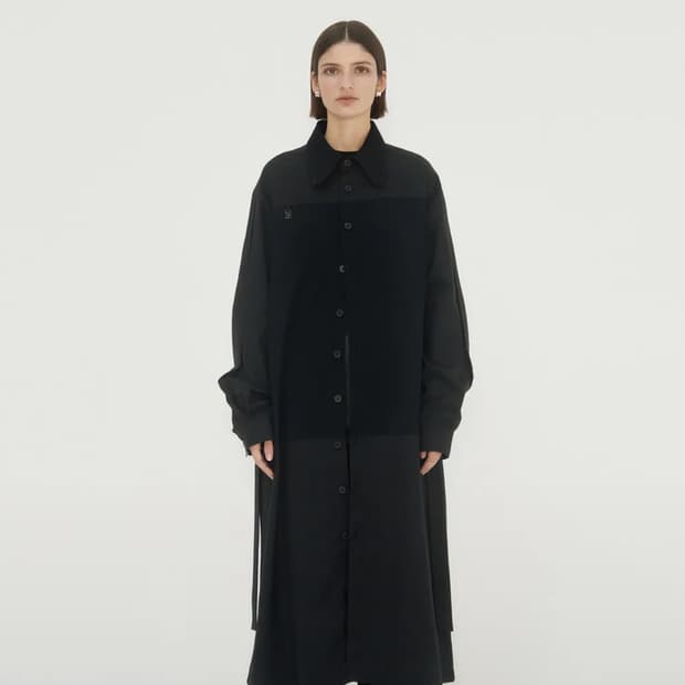 Half-And-Half Collar Shirt One-Piece 