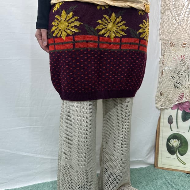 flower knit skirt