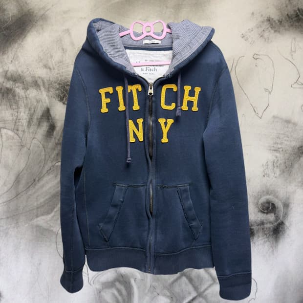 아베크롬비 와플 네이비 노랑 후드집업