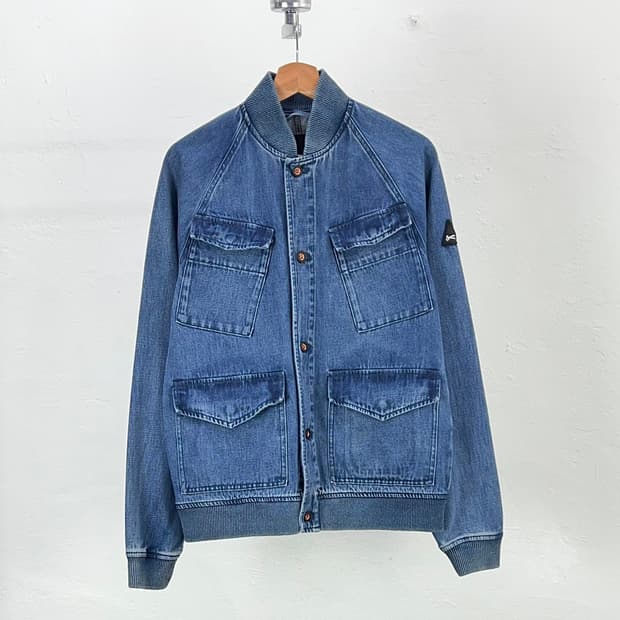 덴함 스톤워싱 밀리터리 모티브 데님 멀티 포켓 봄버  자켓