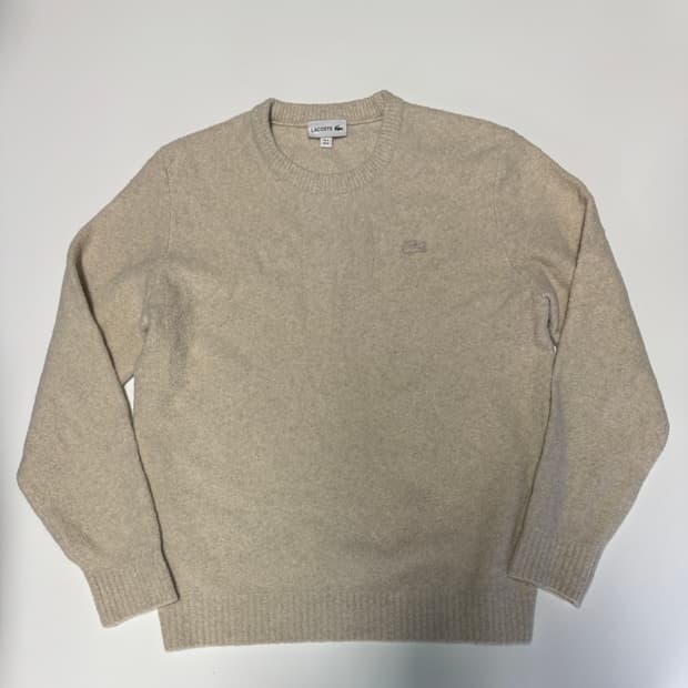 정품 라코스테 캐시미어 혼용 부클 니트 오트밀