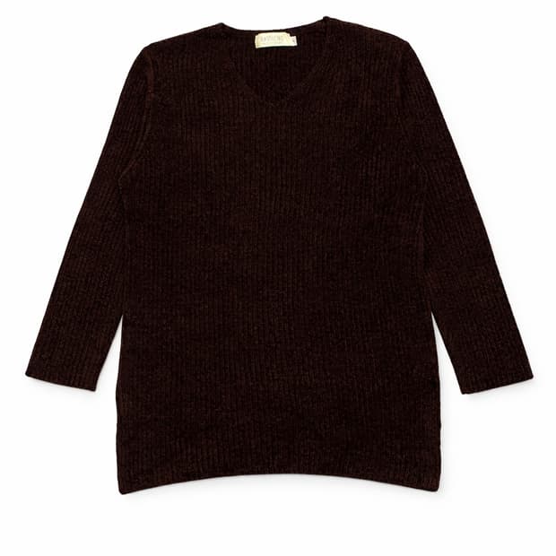 JPN 00s 일본 빈티지 y2k 모리걸 벨벳 셔닐 브이넥 니트 스웨터