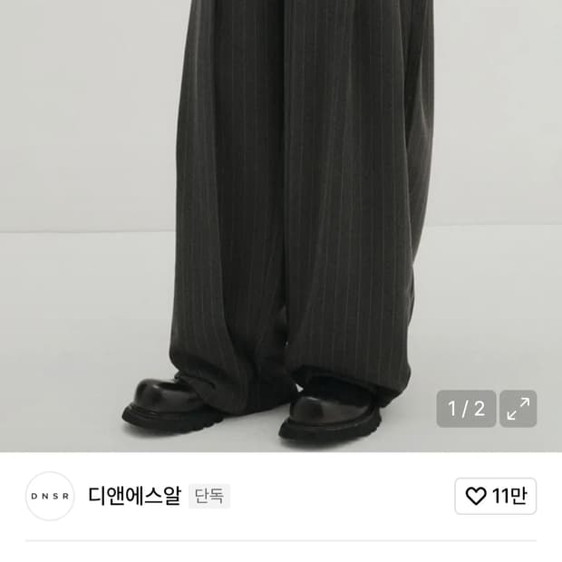 디앤에스알(디앤써,dnsr) 스트라이프 멀티 플리츠 와이드 슬랙스