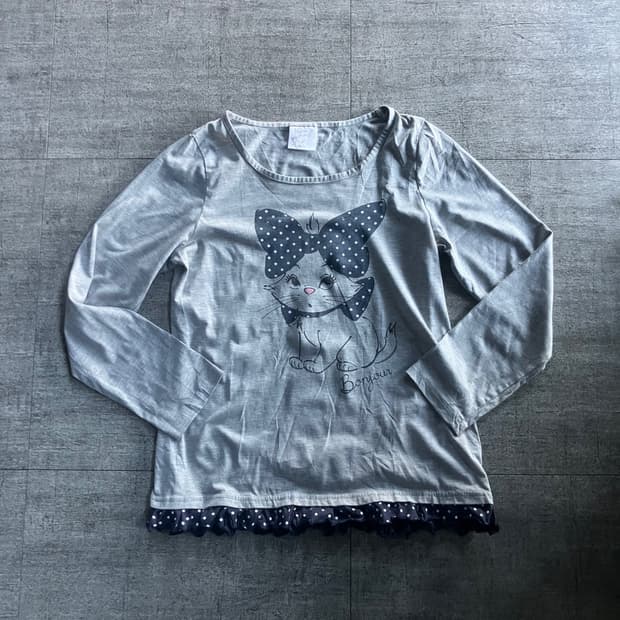 일본빈티지 Marie 핀터깔y2k 하구미모리걸 레이어드도트 긴팔티셔츠