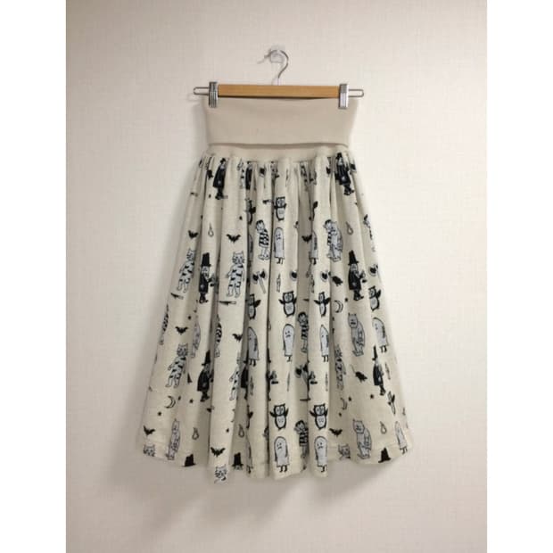 Ne-net 네넷냐 오트밀 프린팅 밴딩 스커트