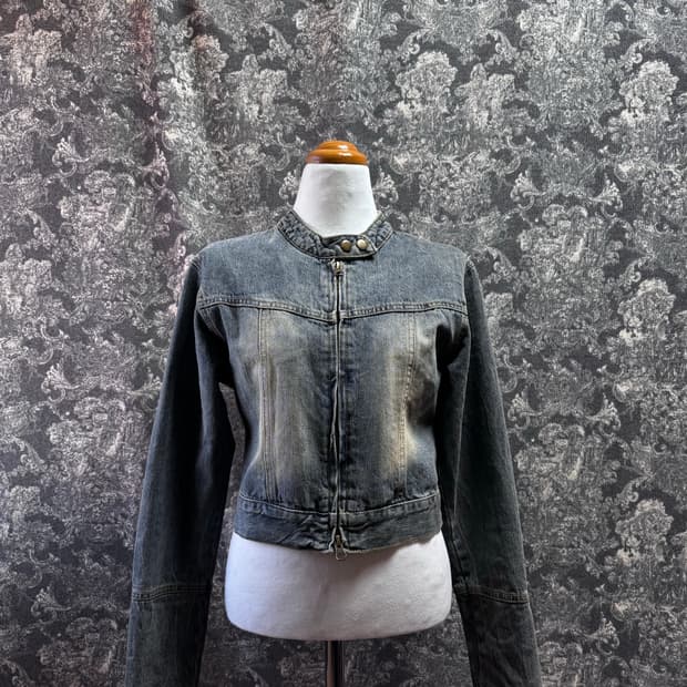 blackup 블랙업 클레븐 빈티지 크롭 데님 자켓