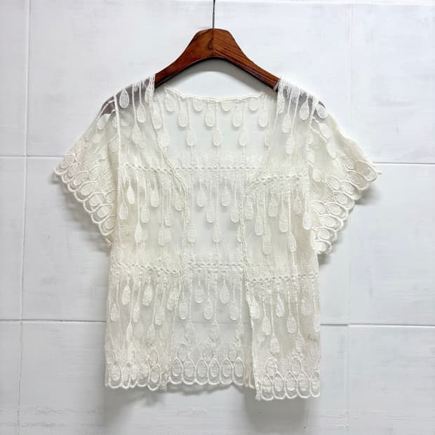 RA PASTEL 물방울 레이스 시스루 모리걸 가디건 M-L JPN