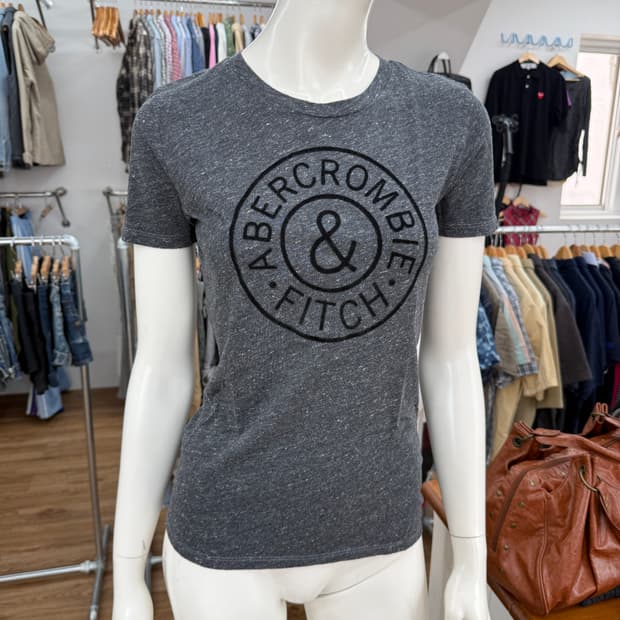 빈티지 아베크롬비 그레이 로고 반팔티