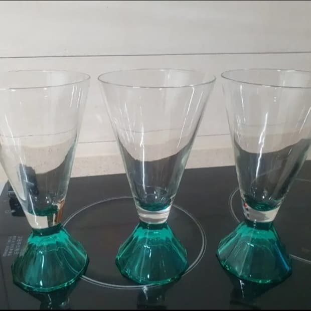 70's 앤틱 블루스템 유리잔 3개