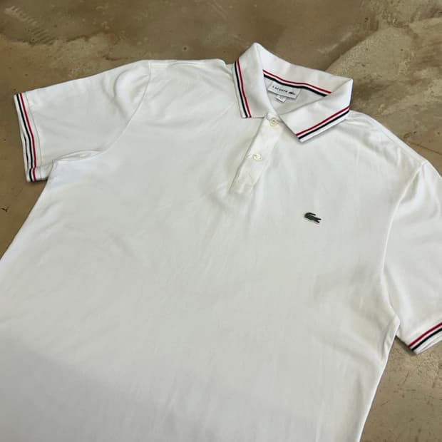 5(L) 라코스테 화이트 카라 반팔티