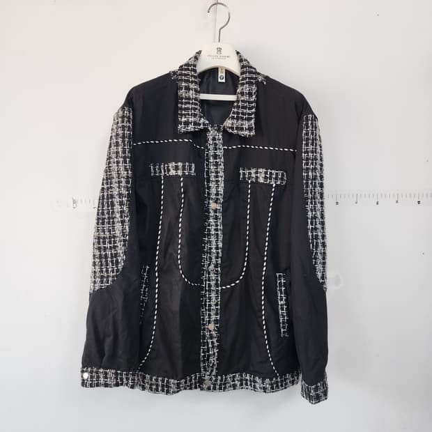 명품 트위드 배색 블랙 자켓