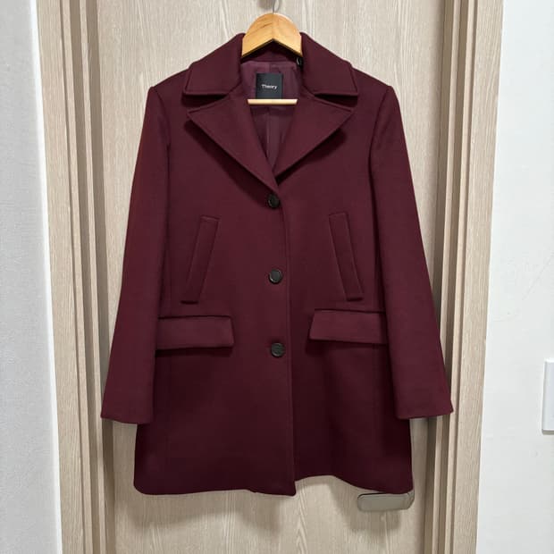 민트급)띠어리 여성 캐시미어 블렌드 4포켓 하프코트M/버건디