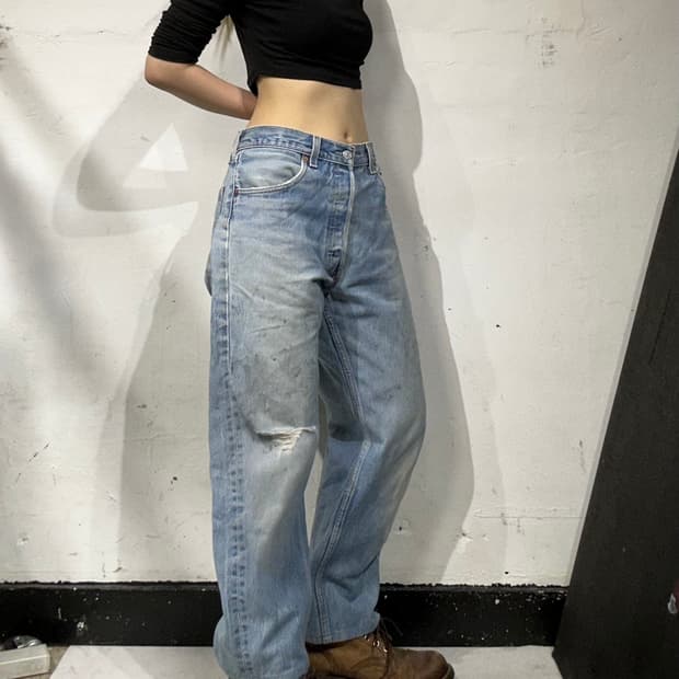 리바이스 501xx 연청 와이드 데님 팬츠 