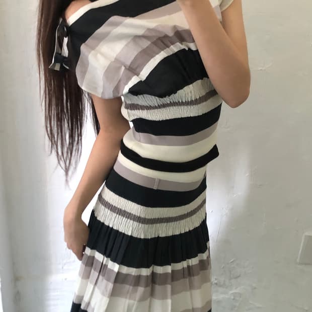 Agnès b. 아네스베 스트라이프 패턴 셋업