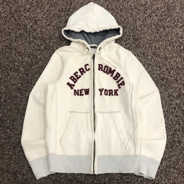아베크롬비 화이트 로고 기모 후드집업