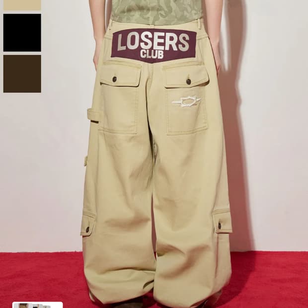 루저스클럽 멀티 카고포켓 와이드 면팬츠 베이지 m