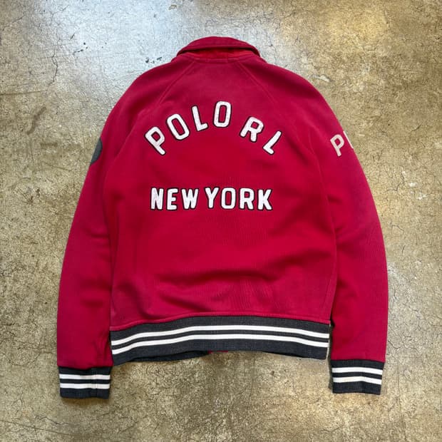 폴로 PRL 자수 바시티 자켓