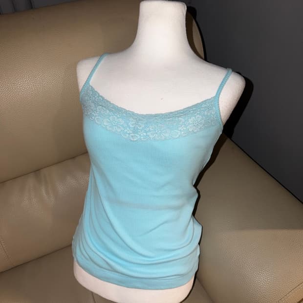 Sky blue lace detail sleeveless