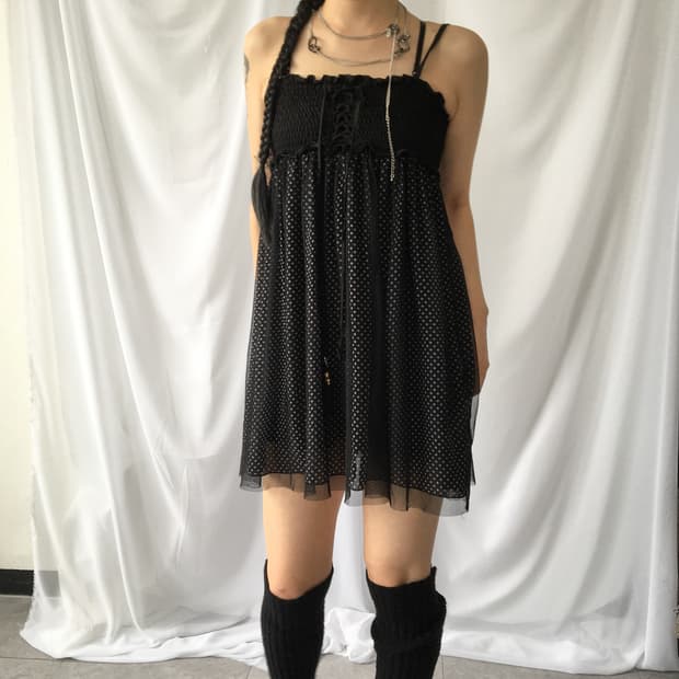 Lace up point dot pattern she layered sl