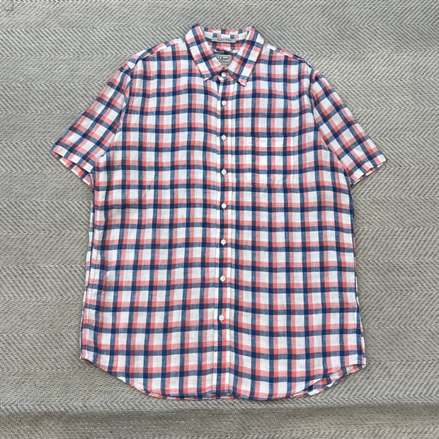 엘엘빈 체크 하프 린넨 셔츠 r3801