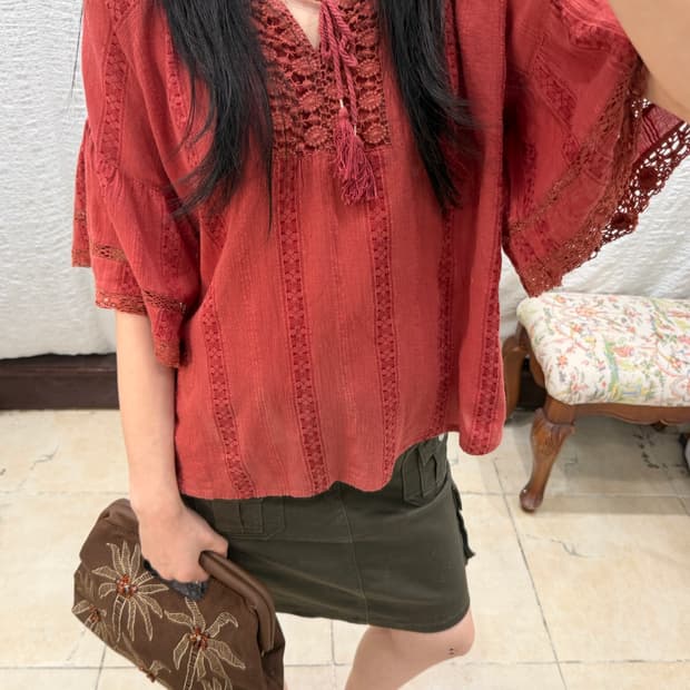 Hippie red blouse