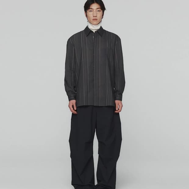 아모멘토 24fw 스트라이프 셔츠 브라운