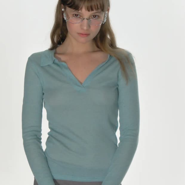 크랭크 시어 카라 탑_블루 그린