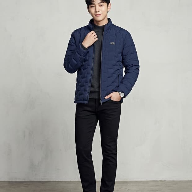 K2 네이비 덕다운 퀼팅 패딩 자켓