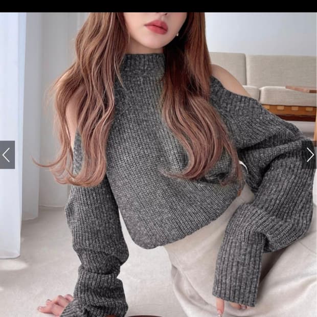 일본빈티지)블랙 오프숄더 크롭 니트스웨터