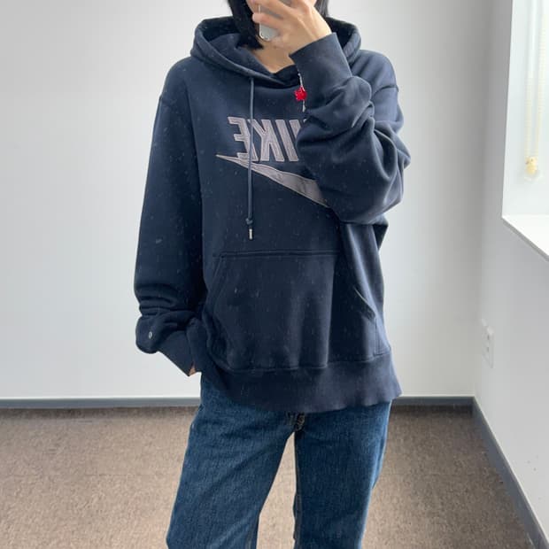 Nike 나이키 그레이 로고 네이비 후드티