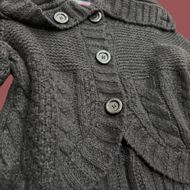 크롭 니트 가디건 블랙