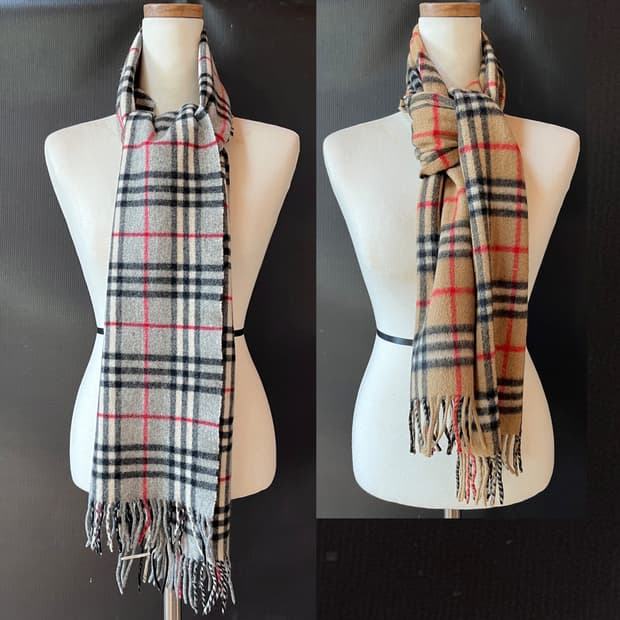 90s  버버리 캐시미어 머플러 2장 세트 영국생산 