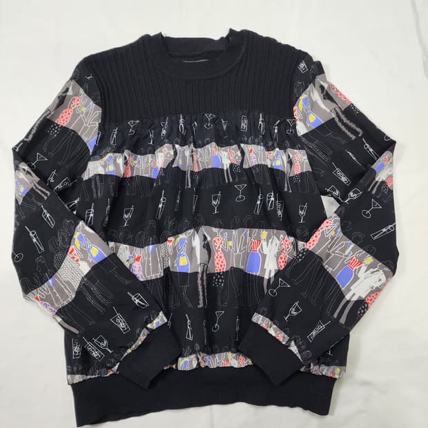 샤틴 패턴 니트 블라우스