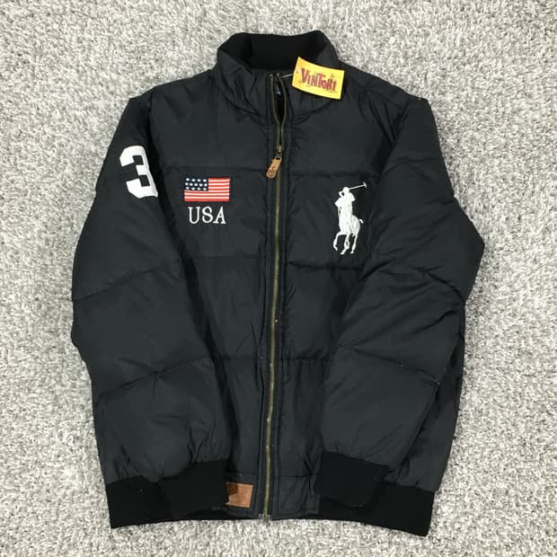 폴로 랄프로렌 블랙 패딩 USA 자켓