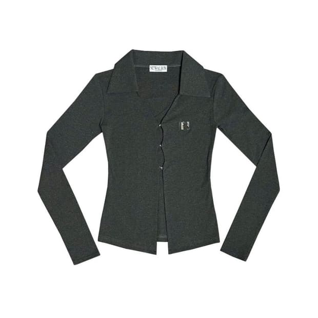 뉴얼린 셔츠탑 다크차콜 앰블럼